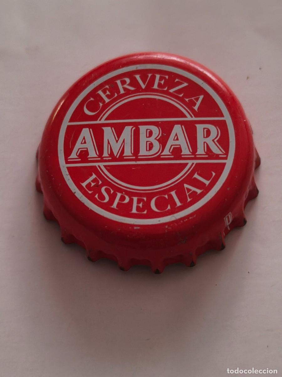 Coleccionismo de cervezas: CHAPA CORONA ESPA&Ntilde;A &Aacute;MBAR CL&Aacute;SICA LATERAL ROJO