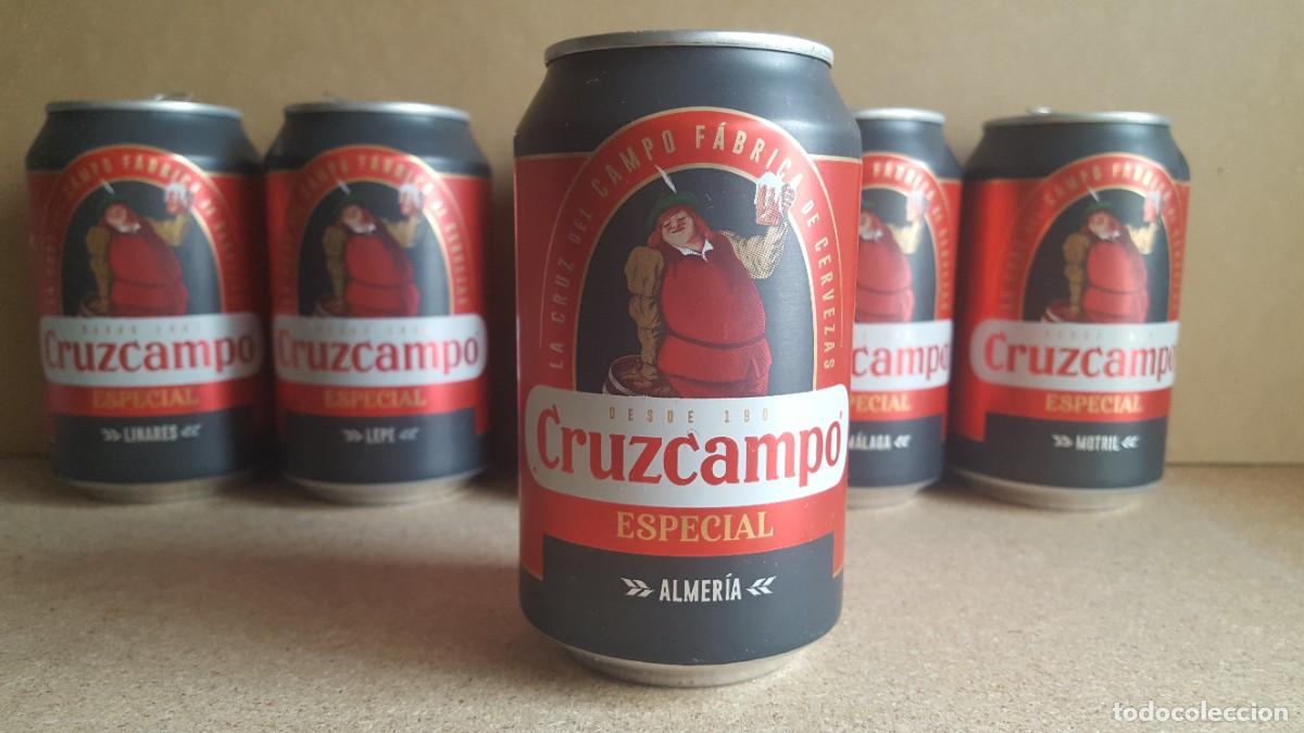 Coleccionismo de cervezas: Lata de cerveza Cruzcampo Especial, Edici&oacute;n limitada. Almer&iacute;a. VAC&Iacute;A