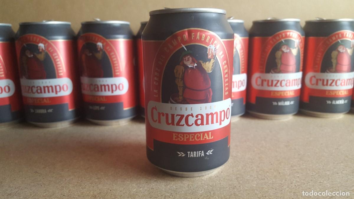 Collectionnisme de bi&egrave;res: Lata de cerveza Cruzcampo Especial, Edici&oacute;n limitada. Tarifa. VAC&Iacute;A