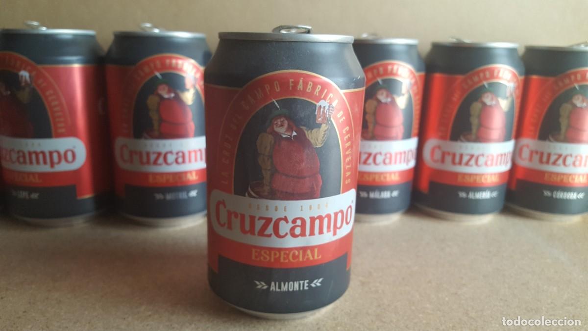 Collectionnisme de bi&egrave;res: Lata de cerveza Cruzcampo Especial, Edici&oacute;n limitada. Almonte. VAC&Iacute;A