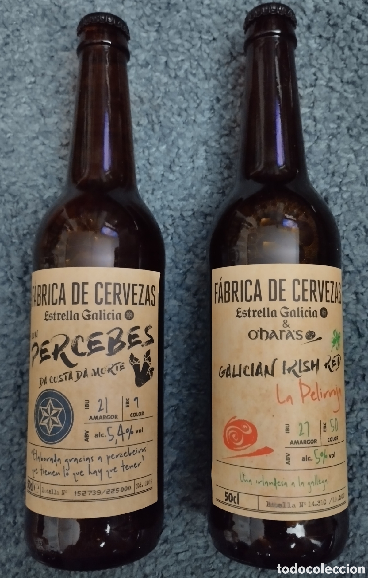 Sammeln von Brauereiartikeln: 2 BOTELLAS F&Aacute;BRICA DE CERVEZAS ESTRELLA GALICIA edici&oacute;n ESPECIAL de27 cms NUEVAS/SIN ABRIR ver fotos