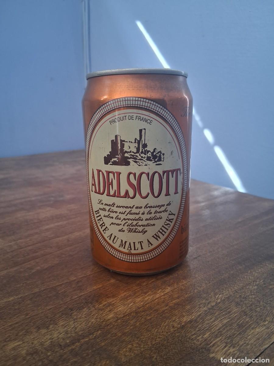Coleccionismo de cervezas: Lata de cerveza Adelscott biere au malt a whisky France