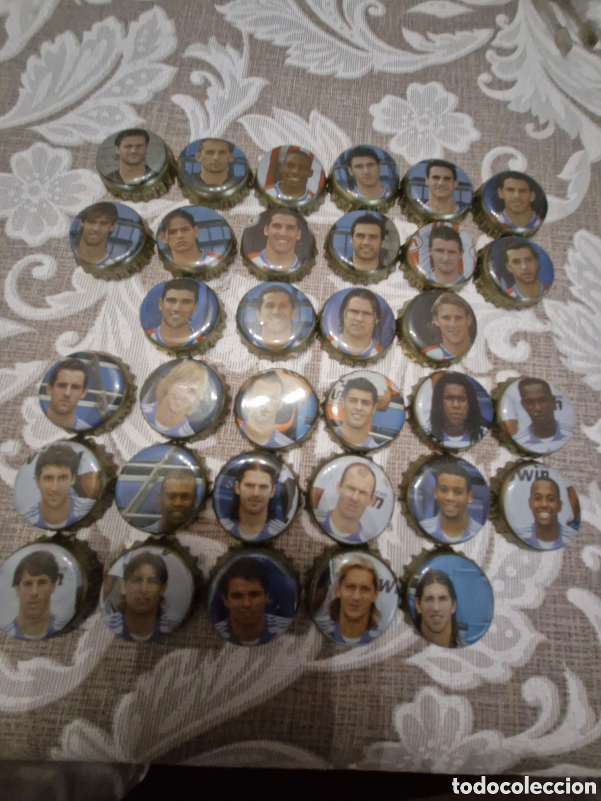 Coleccionismo de cervezas: Chapas Mahou promoci&oacute;n jugadores Real Madrid y Atl&eacute;tico de Madrid