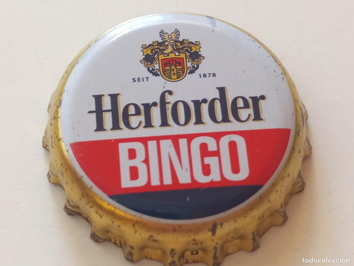 Coleccionismo de cervezas: Chapa tap&oacute;n corona de la cerveza alemana HERFORDER BINGO SEIT 1878