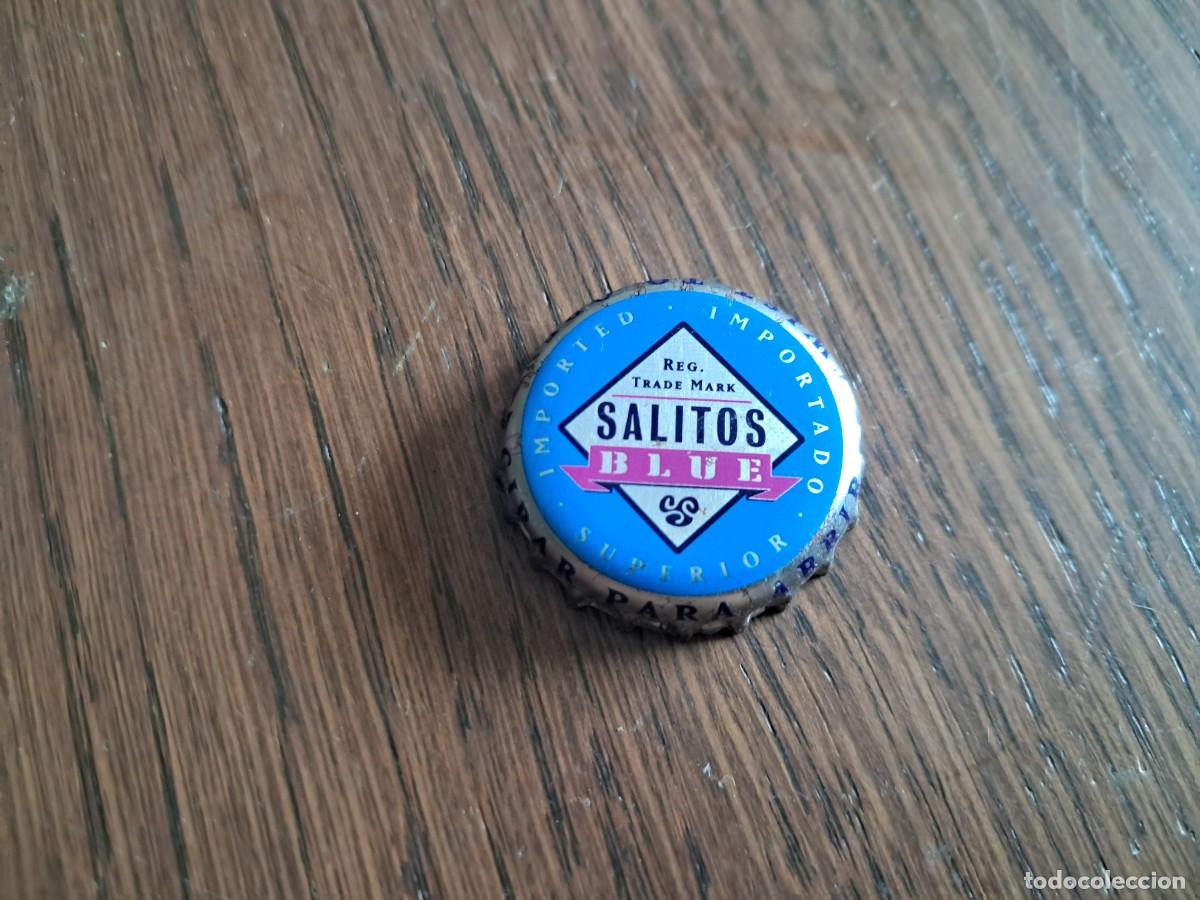 Coleccionismo de cervezas: chapa tap&oacute;n corona de cerveza, salitos blue.