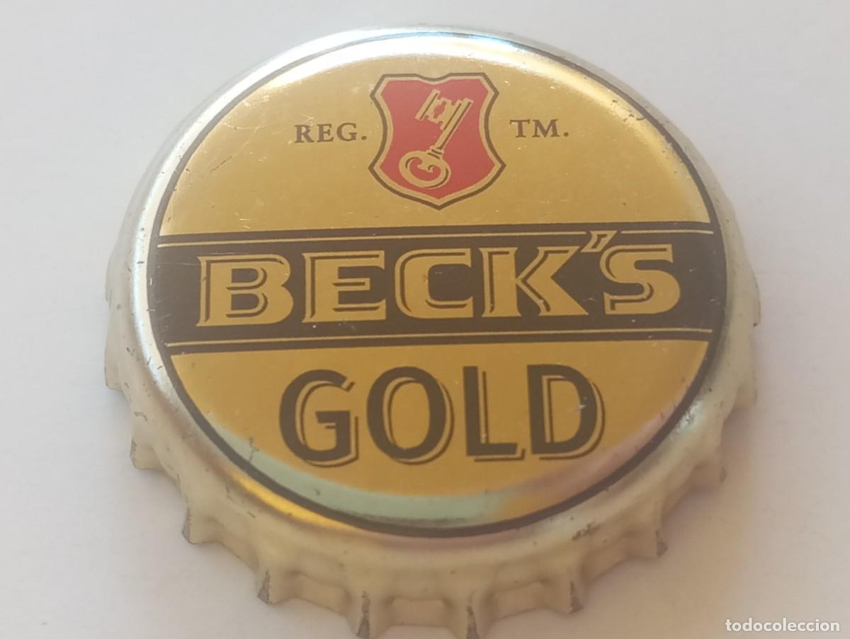Coleccionismo de cervezas: Chapa tap&oacute;n corona de la cerveza alemana BECK'S GOLD