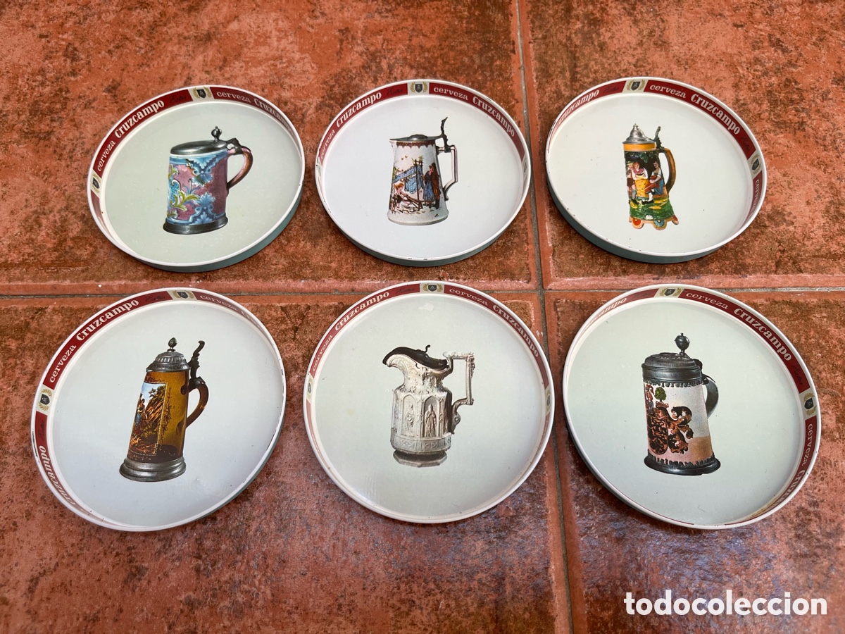 Collectable Beer: Seis posavasos de Cruzcampo serie Jarras a&ntilde;os 70