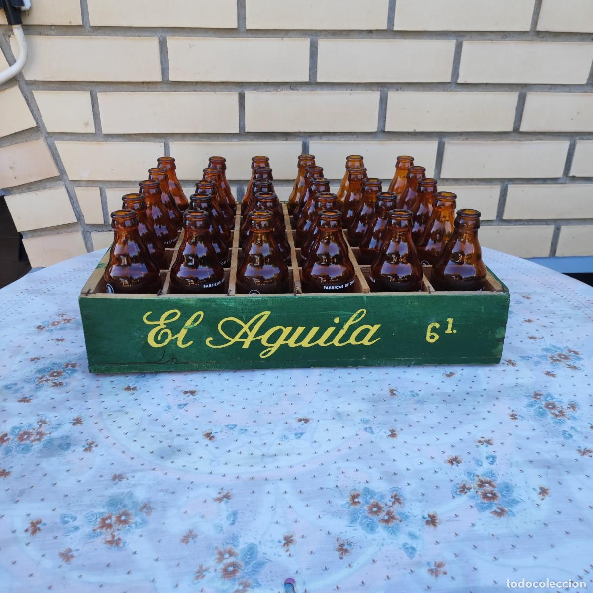 Colecionismo de cervejas: Antigua caja botellines cerveza El Aguila