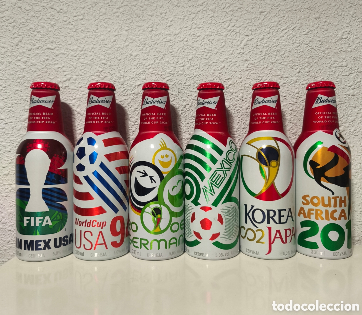 Coleccionismo de cervezas: Botellas Budweiser edici&oacute;n limitada Mundial 2026