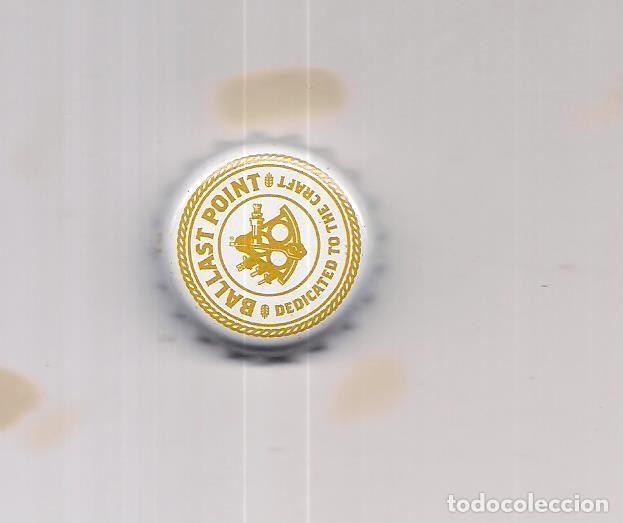 Colecionismo de cervejas: una chapa de cerveza ballast point de estados unidoscolor amarillo sobre blanco