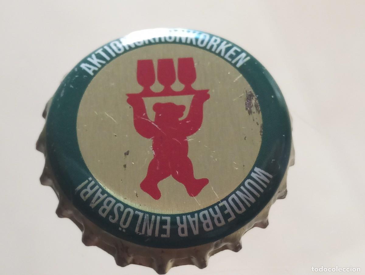 Coleccionismo de cervezas: Chapa tap&oacute;n corona de la cerveza alemana BERLINER AKTIONSKRONKORKEN WUNDERBAR EINL&Ouml;SBAR!