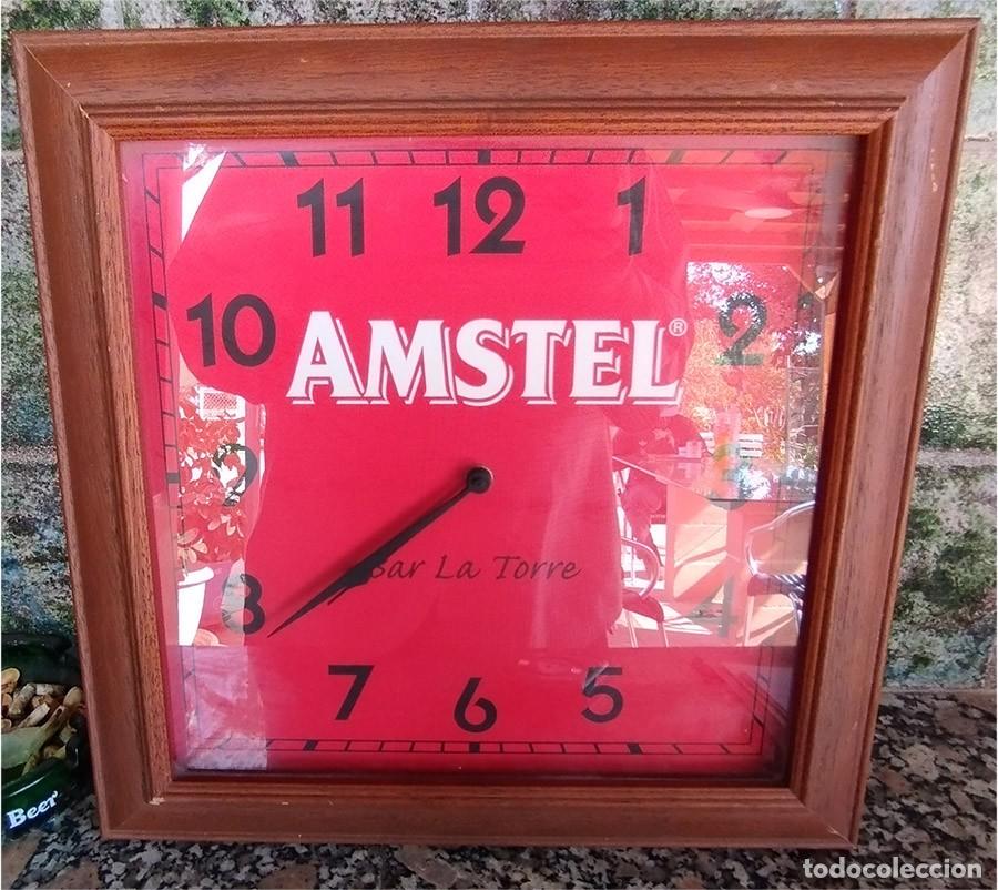 Collezionismo di birre: ANTIGUO RELOJ DE PARED PROPAGANDA DE AMSTEL MIDE 40/40 CM