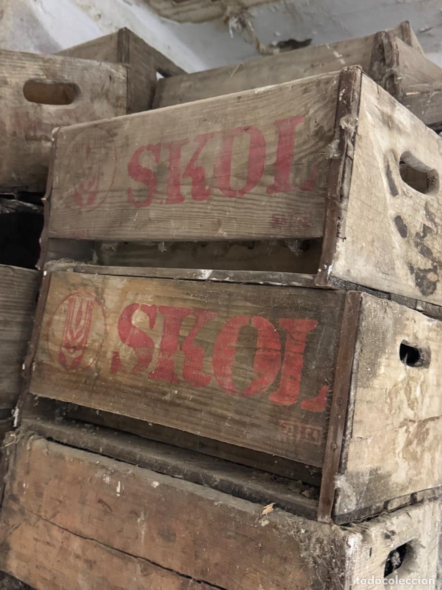 Coleccionismo de cervezas: Cajas de cerveza de madera vintage Skol para restaurar