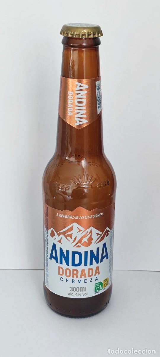 Coleccionismo de cervezas: LATA CERVEZA VACIA CON CHAPA - ANDINA DORADA / NATURANDINA AMERICA IMPORT GETAFE - 300ML -PESO 200GR