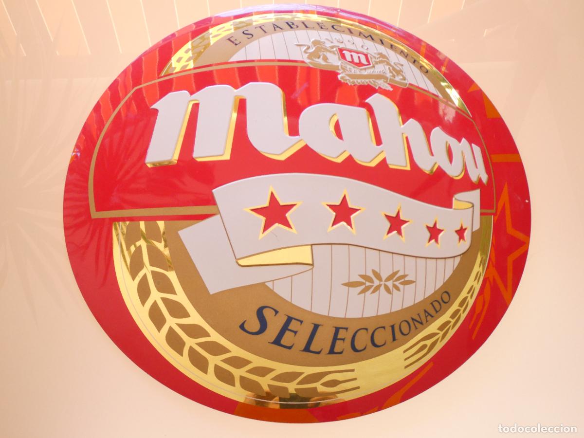 Coleccionismo de cervezas: GRAN CHAPA CARTEL MET&Aacute;LICO PUBLICIDAD CERVEZA MAHOU ESTABLECIMIENTO SELECCIONADO. 40CM 350GR