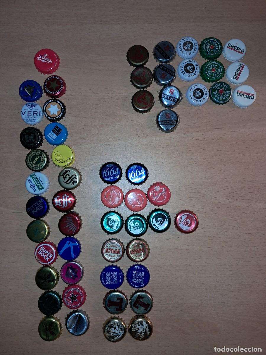 Coleccionismo de cervezas: Chapas de cerveza Lote de 56 Chapas diferentes y repetidas. Miren fotos