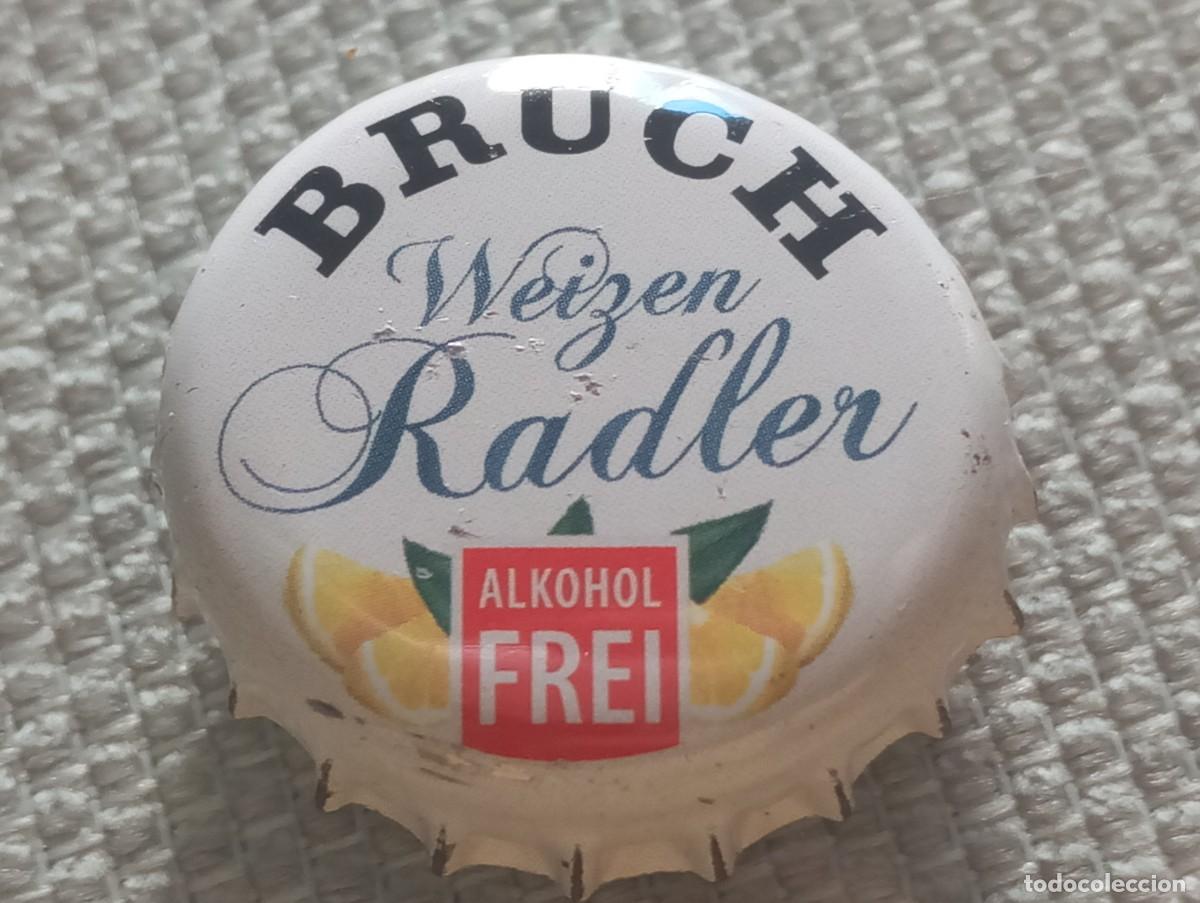 Coleccionismo de cervezas: Chapa tap&oacute;n corona de la cerveza alemana BRUCH WEIZEN RADLER ALKOHOLFREI