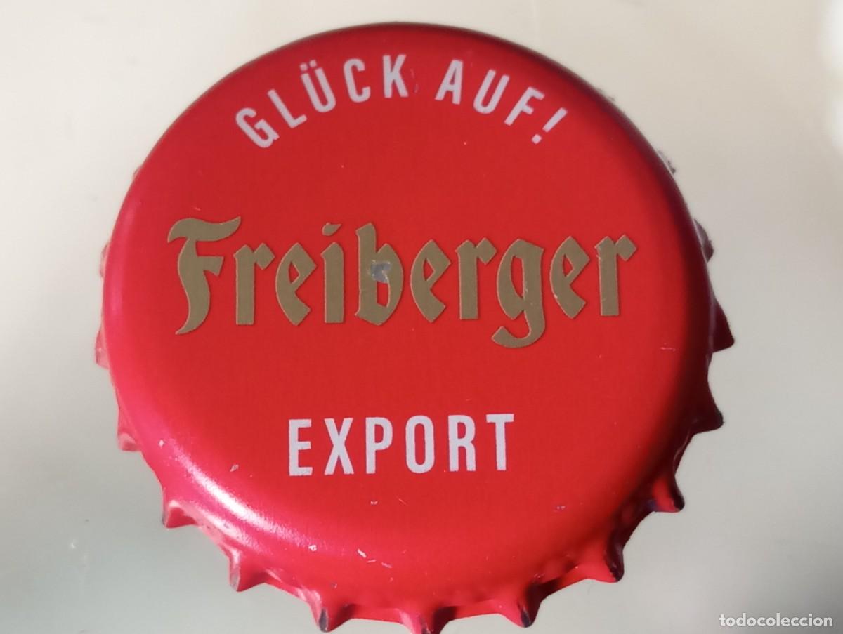 Coleccionismo de cervezas: Chapa tap&oacute;n corona de la cerveza alemana FREIBERGER EXPORT GL&Uuml;CK AUF!