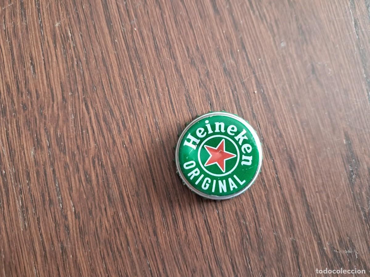 Coleccionismo de cervezas: chapa tap&oacute;n corona de cerveza, heineken original.