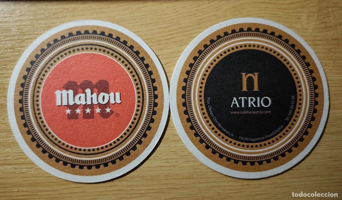 Coleccionismo de cervezas: POSAVASOS DE CERVEZA MAHOU CON PUBLICIDAD CAFETER&Iacute;A ATRIO SIG&Uuml;ENZA GUADALAJARA