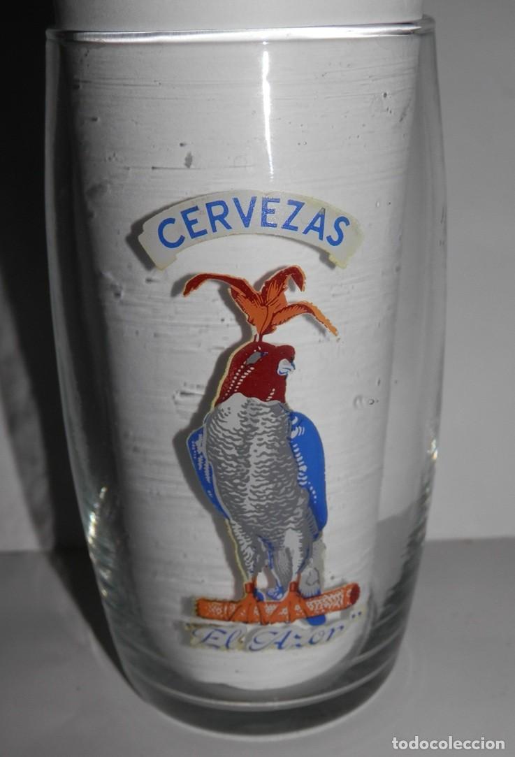 Coleccionismo de cervezas: VASO ANTIGUO DE LAS CERVEZA EL AZOR