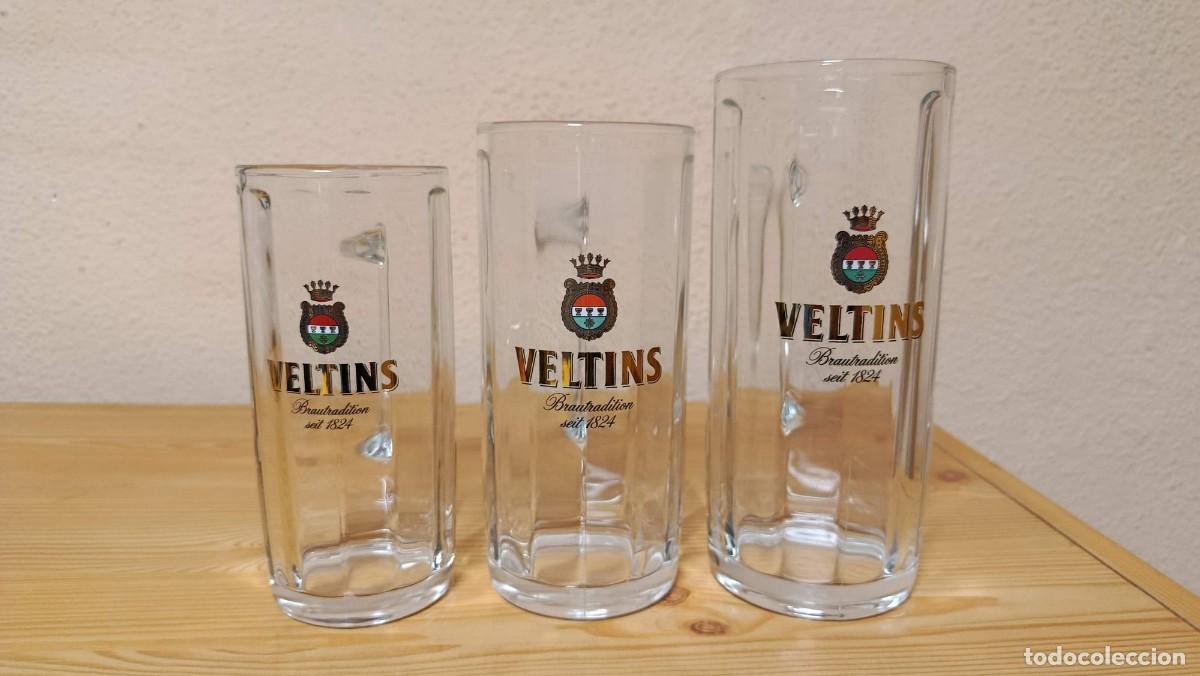 Coleccionismo de cervezas: Lote 3 jarras de cerveza Veltins cristal Brautradition seit 1824