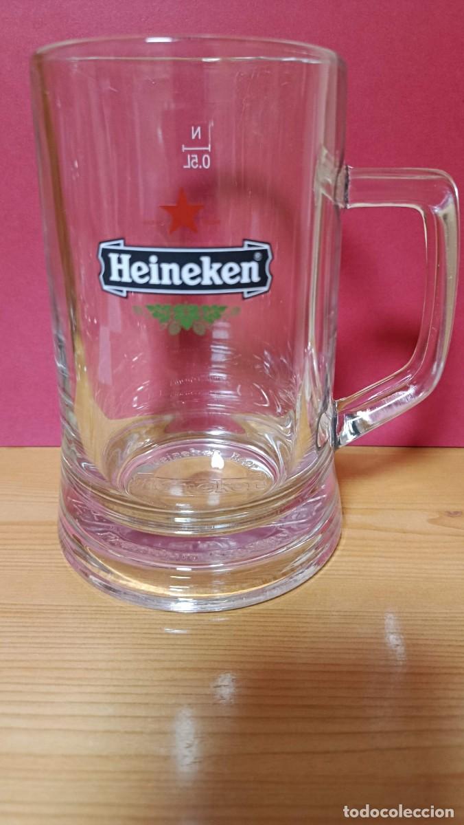 Coleccionismo de cervezas: Jarra de cerveza Heineken cristal 0,5 L 15,5 cm