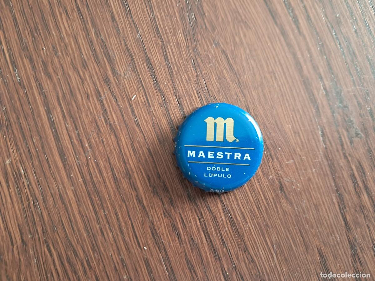 Coleccionismo de cervezas: chapa tap&oacute;n corona de cerveza, Mahou, maestra doble l&uacute;pulo.
