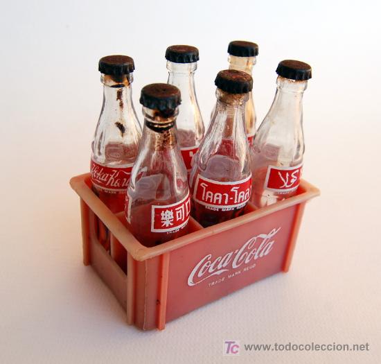 Collezionismo di Coca-Cola e Pepsi: Caja con 6 miniaturas de botellas de Coca Cola. A&ntilde;os 50