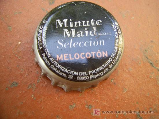Collecting of Coca-Cola and Pepsi: BOTTLE CAP TAPPI CHAPA MINUTE MAID MELOCOT&Oacute;N. BARCELONA.-------LOTE N.489---CARMANJO