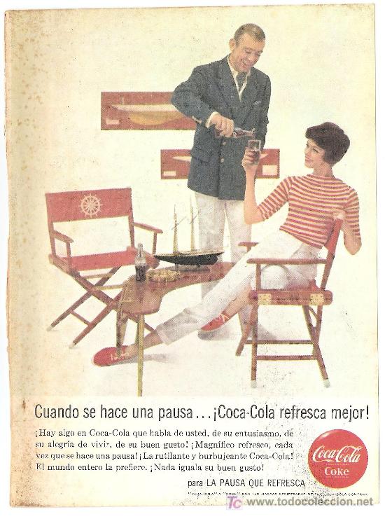 Collectionnisme de Coca-Cola et Pepsi: COCA COLA, anuncio de Marzo de 1960 papel couch&eacute; - CLC