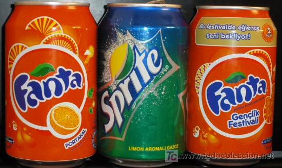 Colecionismo de Coca-Cola e Pepsi: 3 Lata Bote Refrescos de Turqu&iacute;a