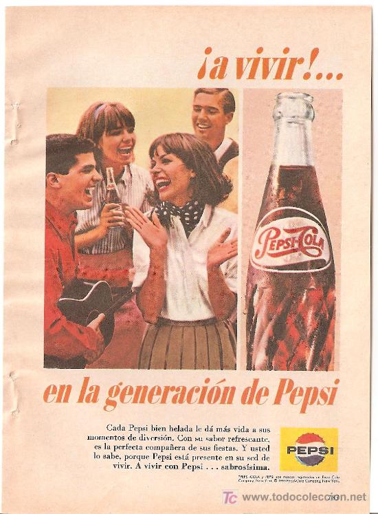 Colecionismo de Coca-Cola e Pepsi: PEPSI: Anuncio Octubre 1966, 13,5 X 18 cms. - CLC