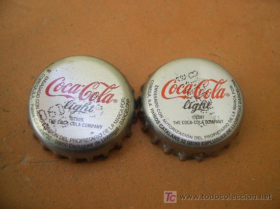 Colecionismo de Coca-Cola e Pepsi: 2 CHAPAS COCA COLA LIGHT. ESPL. DE LLOBREGAT(BARNA).FAB. CHAPAS: U / ZAPATA.---LOTE N. 583--