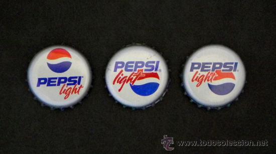 Coleccionismo de Coca-Cola y Pepsi: LOTE 3 CHAPAS DIFERENTES DE PEPSI LIGHT - 2 ANTIGUAS 1 DE ELLAS DIF&Iacute;CIL CONSEGUIR - CHAPA ESPA&Ntilde;A