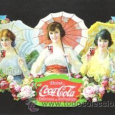 Coleccionismo de Coca-Cola y Pepsi: COCA COLA CARTEL PUBLICIRARIO AÑO 1910. CUADRO EN TABLA DE MADERA DE 40 X 28 CM. MUY EXCLUSIVO. Lote 26407294