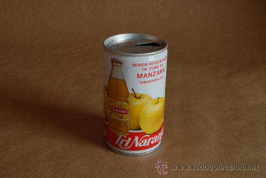 Collecting of Coca-Cola and Pepsi: Lata de Trinaranjus de Manzana. Dos tapas y lateral soldado con esta&ntilde;o.