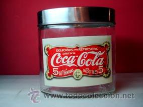 Sammeln von Coca-Cola und Pepsi: BOTE DE CRISTAL CILINDRICO OVALADO CON TAPA DE ALUMINIO-COCA COLA VINTAGE