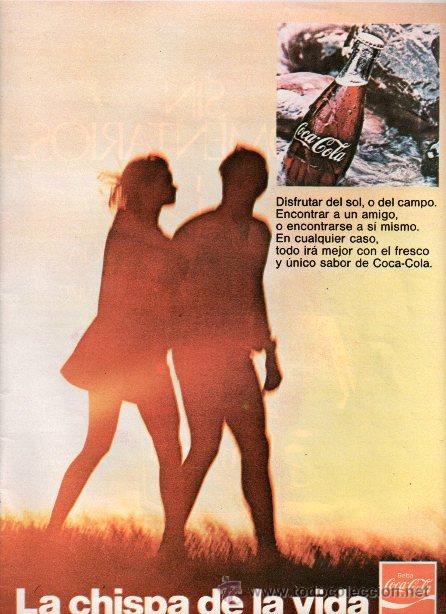 Collecting of Coca-Cola and Pepsi: PUBLICIDAD ANTIGUA. COCA COLA. LA CHISPA DE LA VIDA. 1974.