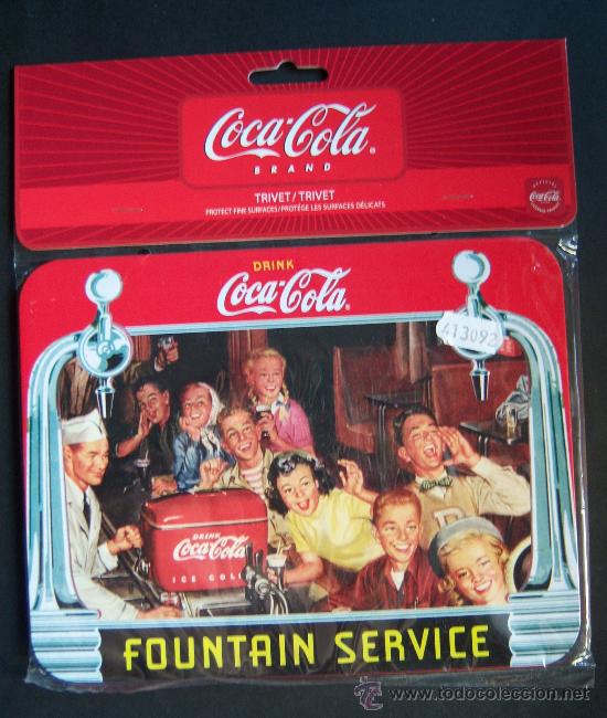 Collezionismo di Coca-Cola e Pepsi: Placa met&aacute;lica Coca Cola Fountain Service. 21 x 16,5 cm. Nueva en su bolsa. Coke.