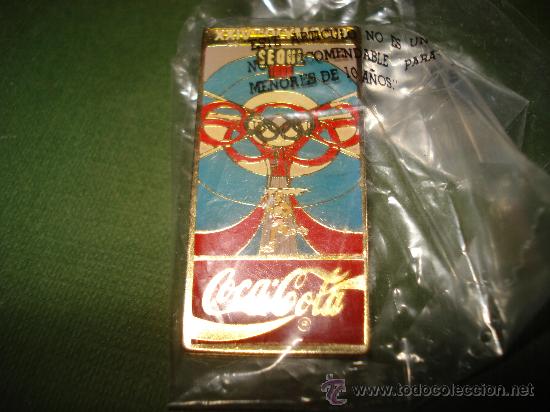 Colecionismo de Coca-Cola e Pepsi: Antiguo Pin del Cartel XXV Olimpiada de SEUL en 1988 Original COCA COLA del A&ntilde;o 1990 .