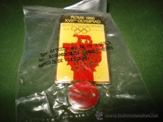 Colecionismo de Coca-Cola e Pepsi: Antiguo Pin del Cartel XVII Olimpiada de ROMA en 1960 Original COCA COLA del A&ntilde;o 1990 .