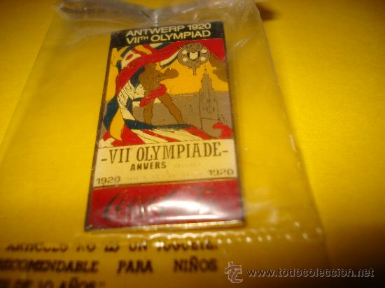 Colecionismo de Coca-Cola e Pepsi: Antiguo Pin del Cartel VII Olimpiada de AMBERES en 1920 Original COCA COLA del A&ntilde;o 1990 .
