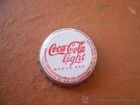 Colecionismo de Coca-Cola e Pepsi: TAP&Oacute;N CORONA ANTIGUA CHAPA COCA COLA LIGHT. SEVILLA.FAB. CHAPA: U. ----LOTE N. 1409---CARMANJO