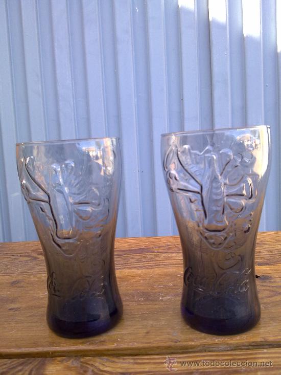 Collezionismo di Coca-Cola e Pepsi: PAR DE VASOS DE COCACOLA CON EL NOMBRE EN RELIEVE