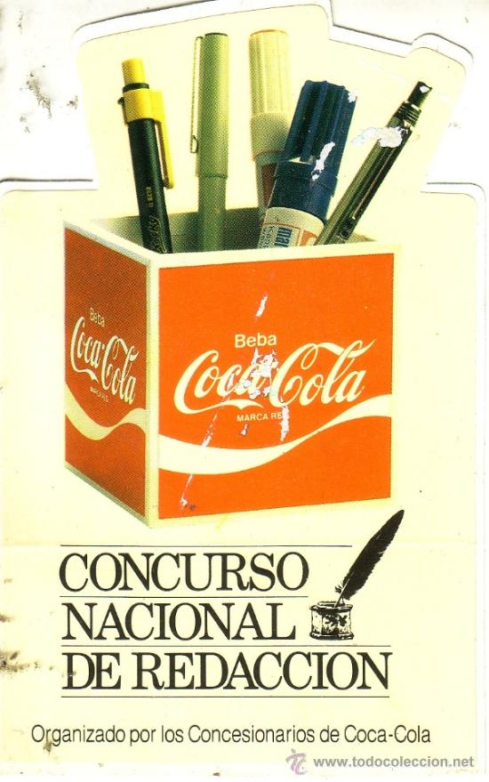Collezionismo di Coca-Cola e Pepsi: PEGATINA DE COCA COLA - CONCURSO NACIONAL DE REDACCION