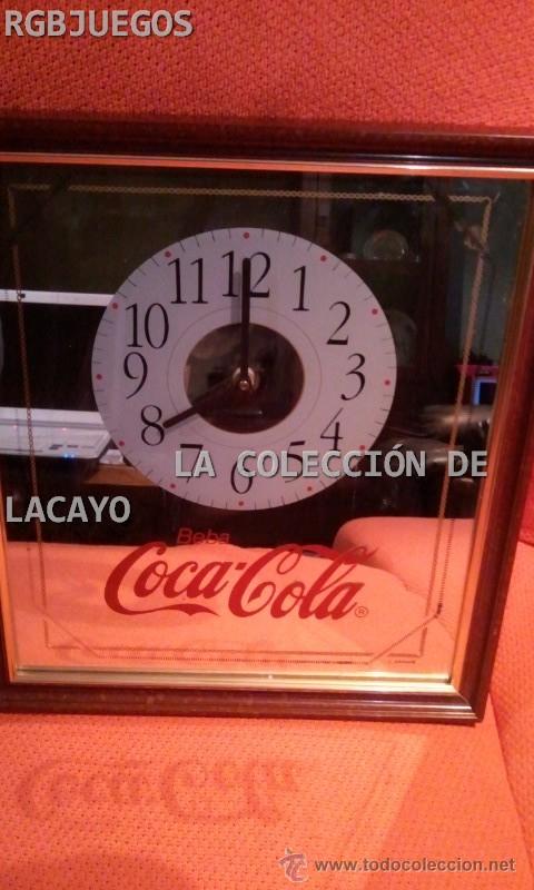 Collectionnisme de Coca-Cola et Pepsi: ESPEJO RELOJ PUBLICIDAD COCA-COLA,COCACOLA,COCA COLA 36 X 42 CTMS. J.ARAQUE