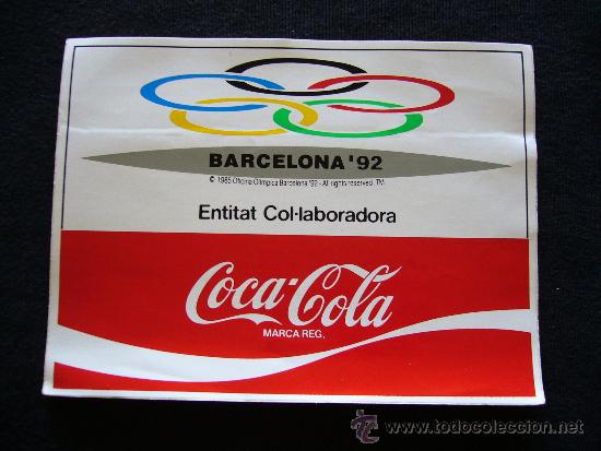 Collecting of Coca-Cola and Pepsi: Pegatina de Coca-Cola. Barcelona 92.