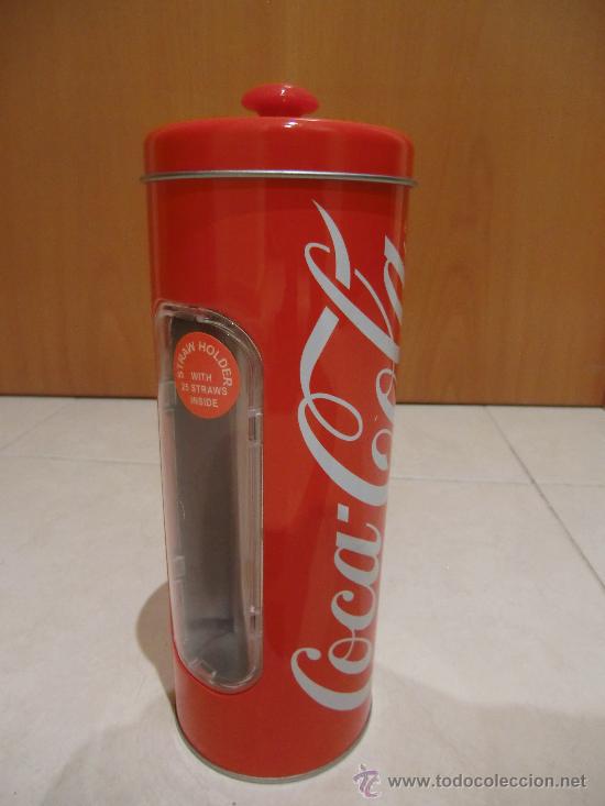 Collecting of Coca-Cola and Pepsi: Caja cilindrica con tapa para ca&ntilde;as COCA COLA NUEVO (en su interior tiene ca&ntilde;as )