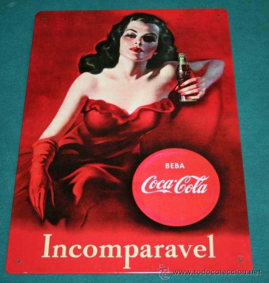 Sammeln von Coca-Cola und Pepsi: BONITO CARTEL DE CHAPA DE COCA COLA - 34,5 X 24,5 CM